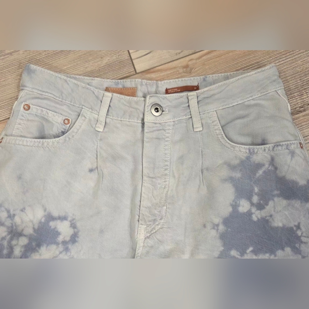 Pilcro High Rise Straight Tie-Dye Jeans- Light Wash- Super Nice On!! - Picture 6 of 13